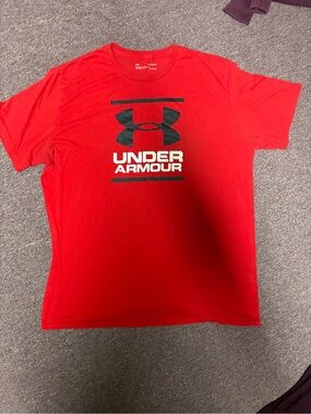 Under Armour Red Short-Sleeve Tee with Black Logo